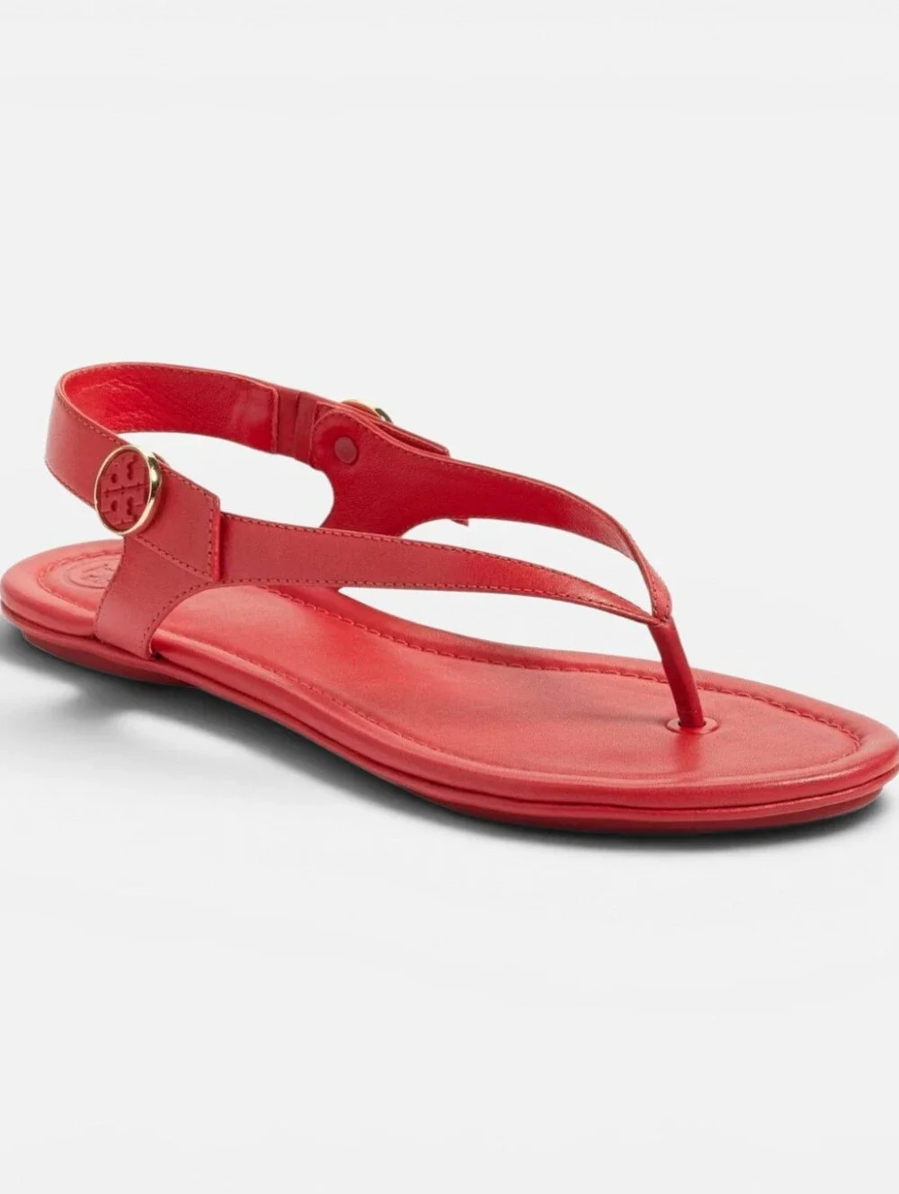 Tory Burch Red Leather T-Strap Slingback Thong Sandal